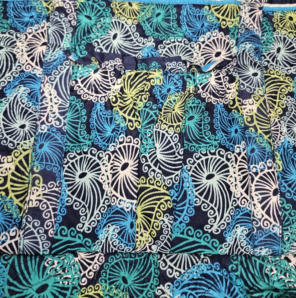 Vera Bradley Blue Teal Paisley Cotton Tote Bag